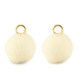 Pompom Anhänger mit Öse 10mm - Gold-off white